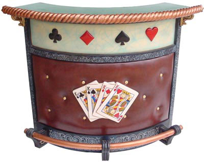 POKER KINGS GAME ROOM BAR W/ 4 SUITED STOOLS 