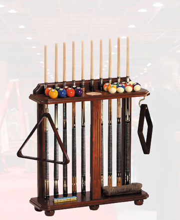 Solid Oak Solid Maple Cue Rack - Mahogany